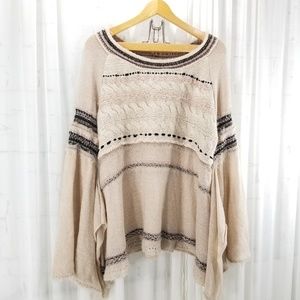 Free People Sweater Poncho Sleeve Craft Time Sz S